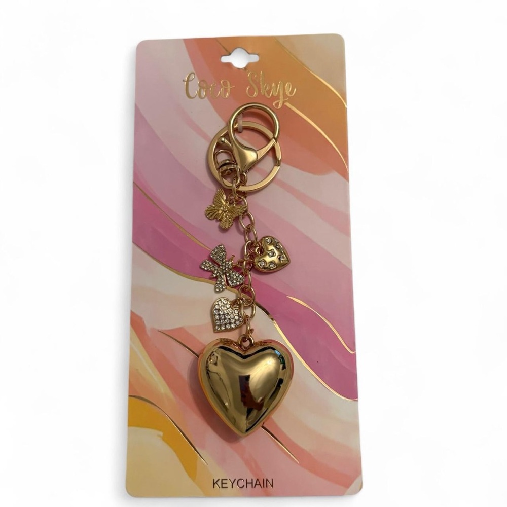 NEW Coco Skye Gold Heart Keychain with Charms